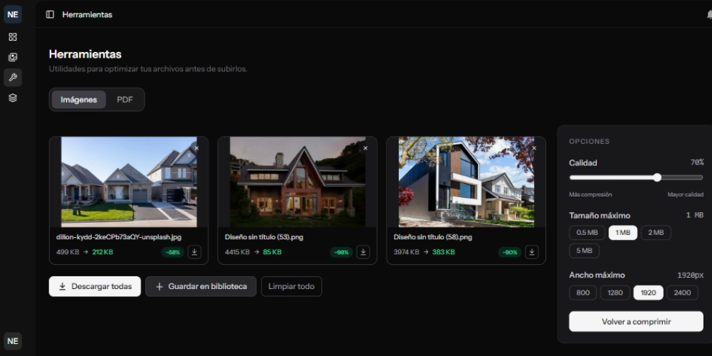Optimización de imágenes en Nexicode Studio